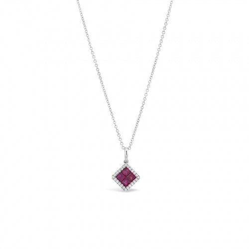 Necklace Κ18 with Brilliant & Ruby