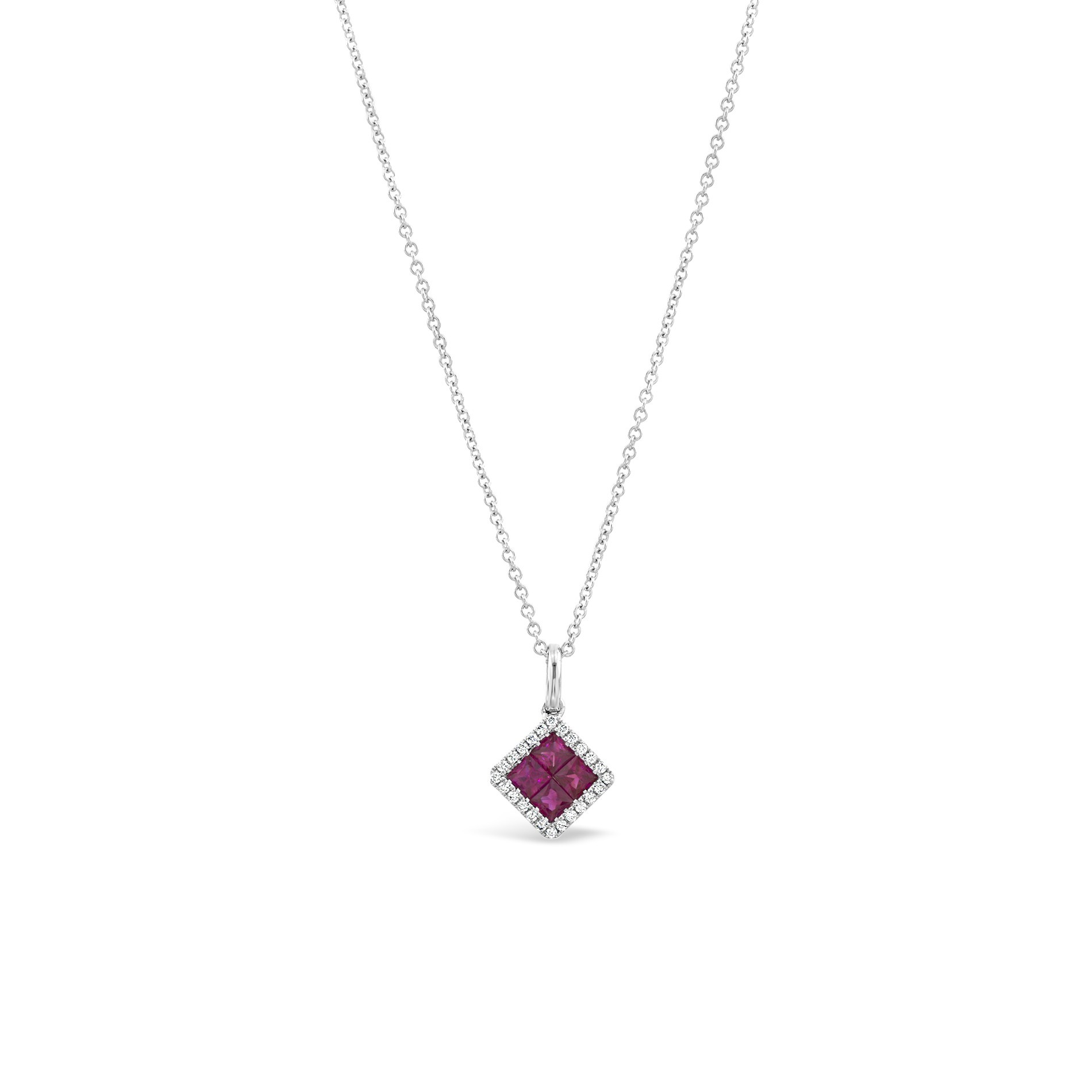 Necklace Κ18 with Brilliant & Ruby